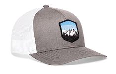 HAKA Diamond Mountains Trees & Trucker Hat, Mesh Outdoor Hat for Men & Women, Adjustable Snapback Baseball Cap, Golf Hat, Gray & White, One Size