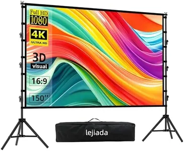 Projector Screen and Stand, lejiada150'' Upgraded Large Projection Screen Anti Crase Foldable with Carry Bag for Party Outdoor Movie Nights, Film Festivals, Business Presentations, Meetings, Home