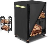 TOEMUE Firewood Log Rack Cover, Outdoor Log Rack Cover with Openable Front Flap,Firewood Rack Cover Waterproof Indoor/Outdoor Firewood Cover Fit 2 Tiers Small Firewood Rack（Log Rack not Included）