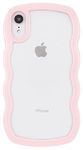 Cat Care Back Cover Compatible with iPhone XR (6.1), Adorable Curly Wave Frame Clear Case for Girls and Women, Transparent Soft Silicone TPU Bumper Shockproof Protective Cover (Pink)