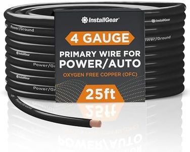 InstallGear 4 Gauge Wire, AWG OFC Pure Copper Power Ground Wire Cable (25ft Black) True Spec and Soft Touch Welding Wire, Battery Cable Wire, Automotive Wire, Car Audio Speaker Stereo, RV Trailer, Amp