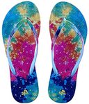 Showaflops Womens' Antimicrobial Shower & Water Sandals for Pool, Beach, Dorm and Gym - Bright Tie Dye 9/10