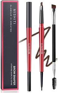 2pc Double-headed Eyebrow Pencil,2 in 1Waterproof eyebrow pencil Kit,Retractable Water-Drop & Ultra Fine Wax Tip Brow Pen Create Natural Eye Brows Waterproof Long-lasting Makeup（Dark brown-With eyebrow brush）