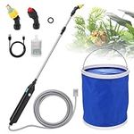 BlumWay Battery Powered Sprayer 2.9 Gallon, Powerful Electric Sprayer with 2 Mist Nozzles, Rechargeable Handle, Retractable Wand, Foldable Bucket,Garden Sprayer with 196.8Inch Watering Tube for Lawn