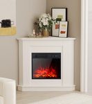 M.C.Haus Electric Fireplace with Triangle Mantle Shelf, Quality Corner Fireplace, 18”/45cm Fireplace Inserted, 900/1800W Heater, 3 Colors Realistic Flame Effect, White…