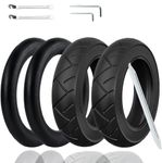 OUXI 4Pack Electric Scooter Tyre 10 x 2.125,10 inch Inner Tube Electric Scooter Outer Tire&Inner Tubes Double Thicken Inflatable Front/Rear Replacement Rubber Tires with 0° Valve Angle and Crowbars