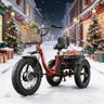 QRONGE Electric Tricycle for Adults 960W Peak, 36V 15AH Battery Ebike 50 Miles Range with Large Rear Basket, Electric Trike 20"*4" Fat Tire, Max 20MPH 3 Wheel Folding Electric Trike for Adults(Lava)