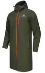 NORDIC OUTLAND Rain Jacket Men,Waterproof Breathable Long Raincoat with Hood Mesh Lining,Windbreaker for outdoor activities, Army Green, M