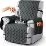 TAOCOCO 100% Waterproof Recliner Chair Covers, Recliner Sofa Covers with Leg Straps, Reversible Reclining Couch Cover for Recliner, Washable Couch Protector for Pets Kids(1 Seat 22", Dark Gray)