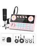 Podcast Equipment Bundle-MAONO MaonoCaster Lite -Audio Interface-All in One-Podcast Production Studio with 3.5mm Microphone for Live Streaming, Podcast Recording, PC, Smartphone (AU-AM200-S1 Pink)