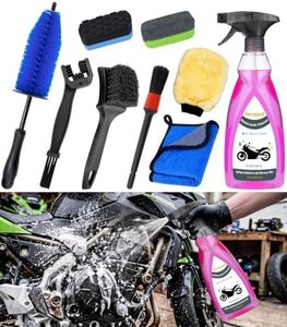 focopot Motorcycle Cleaning Kit 9Pcs with Motorcycle Cleaner(25oz)
