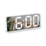 BSWL Digital Alarm Clock,Mirror Alarm Clocks Bedside 3" LED Display with Light Sensing Dimming Mode Alarm Clocks for Heavy Sleepers Non Ticking USB/Battery Powered for Bedroom, Office, Snooze