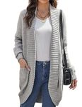 GRACE KARIN Duster Cardigan for Women Long Sleeve Knit Sweater Curved Hem Open Front Cardigan light gray, Small