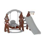 Little Fingers Kids Indoor/Outdoor Baby Swing Set with Safety Seat & Backrest Toddler Swing Slide with Tower-Themed Frame (Castle Slide, 922)