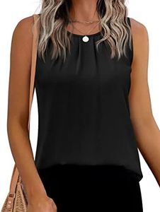 Beyove Summer Tops for Women Chiffon Tunics Pleated Front Colorful Cute Shirts (Black, XX-Large)