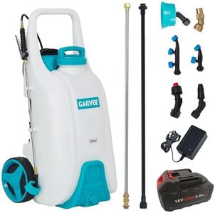 Garvee 13 Gallons Battery Powered Sprayer with Wheeled Cart, 18V 4Ah Electric Sprayer with 6 Nozzles & 2 Wands, 4-6 Hour Runtime, 80PSI Adjustable Pressure, Trigger Lock, Yard Sprayers for Lawn