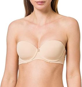 Iris & Lilly Reggiseno Senza Spalline in Microfibra Donna, Beige, 1D