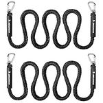 Obcursco Bungee Dock Line, Jet Ski Dock Line with Double 316 Stainless Steel Clips, Boat Snubber Docking Rope for PWC, Boat Accessories for Yamaha Waverunner, Seadoo, Kayak, 2 Pack (Black, 6ft)