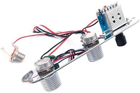 Alnicov - Interruptor de 3 vías de placa de control cableado para perillas de tono y volumen con conector Jack para guitarra eléctrica Telecaster, cromado