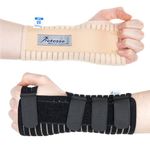 Actesso Breathable Wrist Support Brace Splint - Ideal for Carpal Tunnel, Sprains, and Tendonitis (Beige, Medium Left)