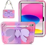 WESADN for iPad A16 Case 11th Generation 2025 11 Inch, for iPad 10th Generation Case 10.9 inch 2022 Girls Kids with Cute Bow Butterfly Wings Stand Shoulder Strap Pencil Holder Protective Cover Purple