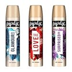 Impulse 3-Pack Body Spray 75ml (Into Glamour, True Love and Be Surprised Body Spray Set). Dermatologically Tested Women's Body Sprays. Perfect Body Sprays for Active Women on the Go.