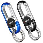 Thlevel 2pcs Car Key Chain Car Key Ring Personalized Keychain rings with Hook for Men Offices, Home, Car Key Organisation (Blue and black)