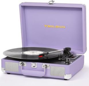 Vinyl Record Player Vintage 3-Speed Bluetooth Suitcase Portable Turntables with Built-in Speakers, USB Recording, 33 45 78 RPM Belt-Driven LP Player Support RCA Out AUX-in Headphone Jack, Purple