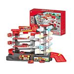 HAPPY HUES Vehicle Set Toy for Children - City Passenger Track & Parking Car Garage Toy set, Gifts for Boys Girls 3 4 5 (Style 02)