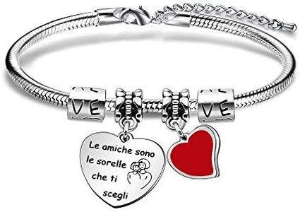 Angelra Regali di Amicizia Braccialetto Donna Bracciale Amici le amiche sono le sorelle che ti scegli Ciondolo Argento con Incisione per Natale