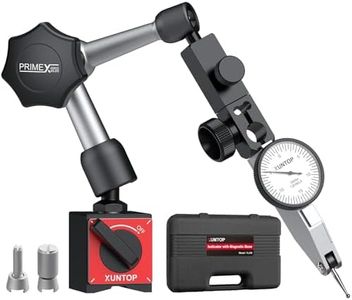 XUNTOP 0.03"/0.0005" Dial Test Indicator and 90lbs (40kg) Magnetic Base Magnetic Dial Indicator with 3 Adjustable Joints 3/8 Inch (9.52mm) Clamping Diameter for Lathe CNC 3D Printer Table Saw