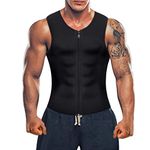 Bingrong Men Waist Trainer Vest for Weight Loss Hot Neoprene Corset Body Shaper Zipper Sauna Tank Top Workout Shirt, Black, M