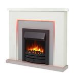 Endeavour Fires Bempton 42" Electric Fireplace Surround with Coal Effect & Realistic Flame Heater, 7-Day Programmable Remote Control, Multiple Colour Options (White Top/Grey Hearth/Black Fire)