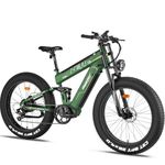 FREESKY 2024 Upgraded Dual Battery 48V 35AH 2000W Motor 128-250KM Long Range Electric Bike for Adults 61KMH+ 26" Fat Tire Full Suspension EBike with Dual Hydraulic Brakes