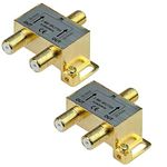 iMBAPrice 10013-2 (2-Pack) Glod Plated 2.4 Ghz 2-Way Coaxial Cable Splitter F-Type Screw for Video Satellite Splitter/VCR/Cable Splitter/TV Splitter/Antenna Splitter/RG6 Splitter