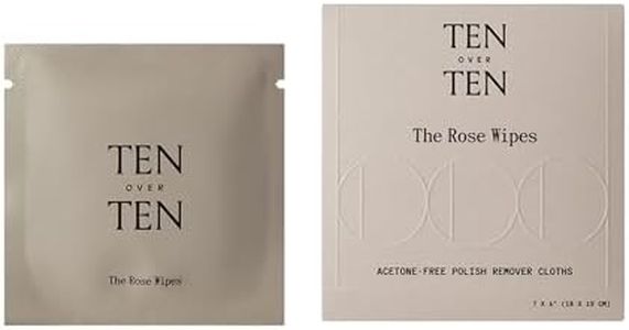 tenoverten - The Rose Wipes Acetone-Free Nail Polish Remover Cloths | Clean, Natural, Non-Toxic Nail Care (1 Box, 6 Wipes)