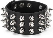 Skeleteen Punk Leather Spike Bracelet - Leather Cuff Biker Bracelet with Spikes for Men, Women and Kids