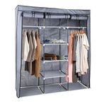 G-Rack | Portable Wardrobe Closet - Fabric Wardrobe - Clothes Storage - Home Dresser Organizer - Wardrobes Easy Assembly with Plastic Connectors - Convenient Storage Solution (Grey)