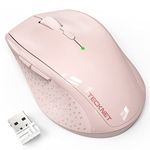 TECKNET 2.4G Wireless Mouse for Laptop, 4800 DPI Optical Computer Mouse with 6 Adjustable Levels, 30 Months Long Battery Life Cordless USB Silent Mouse for Notebook, PC, Office Home Work (Pink)