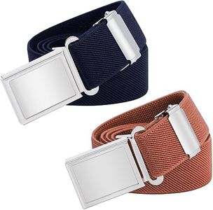 Kids Toddler Elastic Magnetic Belt - Adjustable Magnetic Buckle Stretch Belts for Boys Girls by WELROG （Navy blue/Brown）