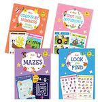 Colour by Numbers, Mazes, Look & Find, Spot the Difference - Set of 4 Activity Books for 3+ Years