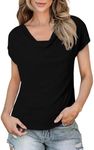 Bsubseach Women Shirts Short Sleeve Tops Soft T-Shirt Basic Tees Casual Loose Fit Tshirts Black XL