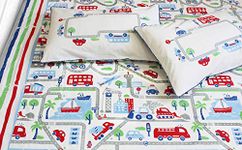 Silverlinen Busy Streets 100% Cotton 250 TC King Bedsheet for Kids Room for Boys with Two Pillow Covers - Multicolour (108 Inch x 108 Inch)