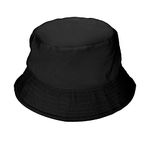 Sibba Bucket Hat Summer Fisherman Sunshade Caps Unisex Packable Hats for Women Men Holidays Hiking Camping Shopping 56-58cm Plain Colors (Black)