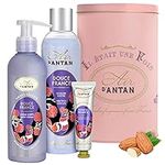 Gifts for Women Set: 1 Body Moisturiser 200ml, 1 Shower Gel 250ml, 1 Hand Cream 25ml / Un Air d'Antan® / Perfume: Sweet Almond, Fig, Vetiver/Gifts For Mum/Gift For Women/Bath And Body Set/Tin Box