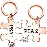 CHOORO Twins Keychain Set Two Peas in A Pod Pea 1 & Pea 2 Keychain Set Twins Jewelry Gift for Twin Sister/Brother Best Friend (pea 1 & pea 2 rg)