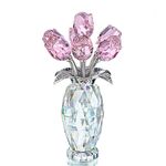 H&D HYALINE & DORA Pink Crystal Rose Bouquet Figurine,Handmade Rose Flower Gifts for Mom Gifts for Women,Glass Flower Collectible Ornament Home Table Wedding Decor Valentines Day Gifts For Her