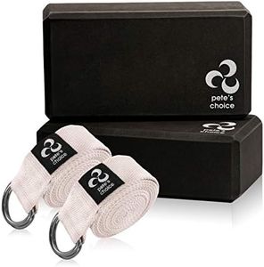 2 Bloques de Yoga + 2 Correas de Yoga - Set Accesorios de Yoga para Principiantes | Yoga Accesorios para Ejercicos en Casa | Yoga Block Yoga Strap