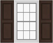 Pontiac Trail Raised Panel Vinyl Shutters (1 Pair) | 14.5"x75" - Coffee Bean | Exterior Window Shutters | Includes Mounting Hardware | Simple Installation | Made in USA