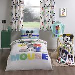 Disney Home Mickey Mouse Reversible Two Sided Duvet Cover Set, 100% Cotton, Single Size, 2 Pieces, Multi Coloured, 135x200cm + 50x70cm (54" x 79" inches)